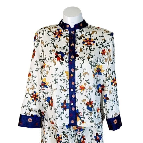 Cabernet Sleepwear Pajama Long Sleeve Set PM Cream Embroidered - Picture 3 of 8